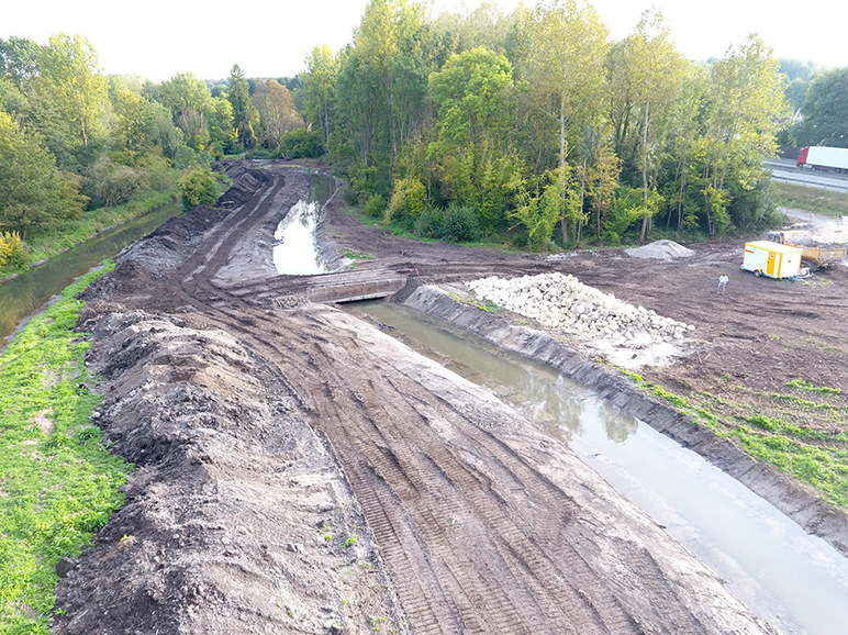 Le nouveau tracé de la Brèche vue vers l'aval